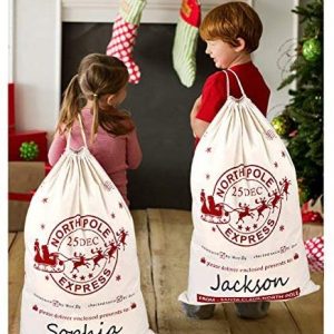 KEXMY Aparty4u 2pcs Large Santa Sack with Drawstring, Bags 19 X 27 Inch Christmas Decoration for Storing Presents