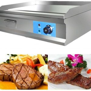 1600W 25.5″ Electric Countertop Flat Top Griddle Grill Non-Stick Commercial Restaurant Teppanyaki Grill Stainless Steel Tabletop Flat Top Grill Machine with Adjustable Thermostatic Control,110V