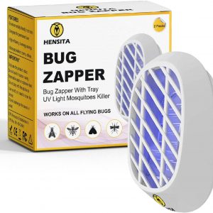 HENSITA Upgraded Electronic Bug Zapper – UV Light Powerful Insect Trap -Indoor Mosquitoes Fly Killer-Mosquito Eradicator Eco-Friendly Non-toxic 2 Packs Plug-in Electric Insect For Home (White)