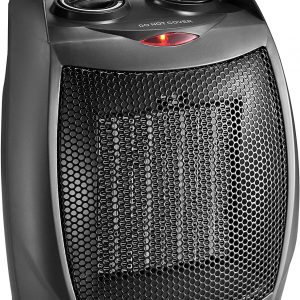 HOME_CHOICE Small Ceramic Space Heater Electric Portable Heater Fan for Home Dorm Office Desktop and kitchen with Adjustable Thermostat,ETL Listed for Safe Use (Black)