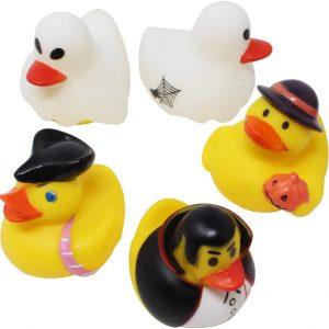 JOYIN 18 Pieces Halloween Fancy Novelty Assorted Rubber Ducks Variety for Fun Bath Squirt Squeaker Duckies , Toy, School Classroom Prizes Ducky, Trick or Treat Fillers and Party Favors.