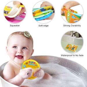 Growsland Baby Bath Toys 3 Pack Bath Books with Bath Squirt Toys Soft Waterproof Books Baby Learning and Sound Bath Time Toys for Toddlers Infants Children Boys and Girls