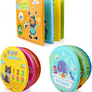 Growsland Baby Bath Toys 3 Pack Bath Books with Bath Squirt Toys Soft Waterproof Books Baby Learning and Sound Bath Time Toys for Toddlers Infants Children Boys and Girls