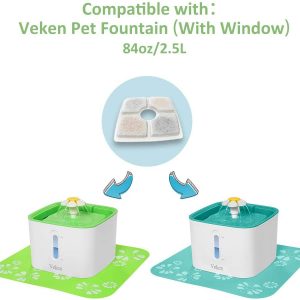 Veken 4 Pack Replacement Filters & 2 Pack Replacement Pre-Filter Sponges for Automatic Pet Fountain Cat Water Fountain Dog Water Dispenser