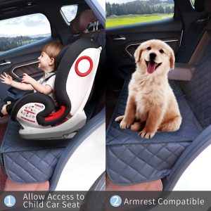 Dog Car Seat Covers，100% Waterproof Pet Seat Cover，Scratch Proof, Heavy Duty and Nonslip Pet Bench Seat Cover,Capable for Cars, Trucks & SUVs