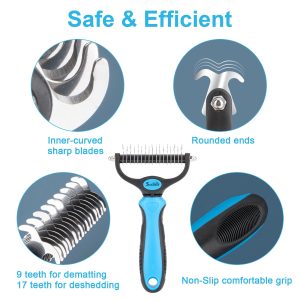 SuRbelle 3 in 1 Undercoat Rake for Deshedding & Dematting, Dog Grooming Rake Brush Cuts Pet’s Mats & Tangles, Thinning Hair Easily. The Dematting Comb Designed As a Gift for Dog/Cat Lovers.