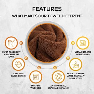 PAWPUP Dog Towel Super Absorbent – Pack of 2 – Quick Drying Super Soft Microfiber Pet Towel for Dogs, Cats and Other Pets