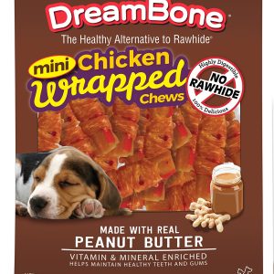 Dreambone Chicken Wrap Mini Stick Small Breed Peanut Butter Chews Dog Treat, 20 Ct (1)