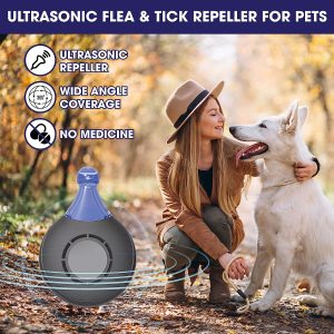 Ultrasonic, Natural, Chemical-Free Tick and Flea Repeller – Flea and Tick Treatment for Dogs – Ultrasonic Flea and Tick Repeller for Dogs and Cats