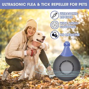 Ultrasonic, Natural, Chemical-Free Tick and Flea Repeller – Flea and Tick Treatment for Dogs – Ultrasonic Flea and Tick Repeller for Dogs and Cats