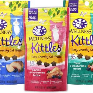 Wellness Kittles Cat Treat Variety Pack – 3 Flavors (Chicken & Cranberries, Salmon & Cranberries, and Tuna & Cranberries Flavors) – 2 oz Each (3 Total Pouches)